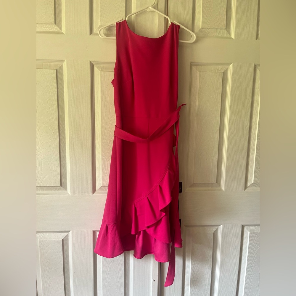 Calvin Klein faux wrap dress with ruffles!